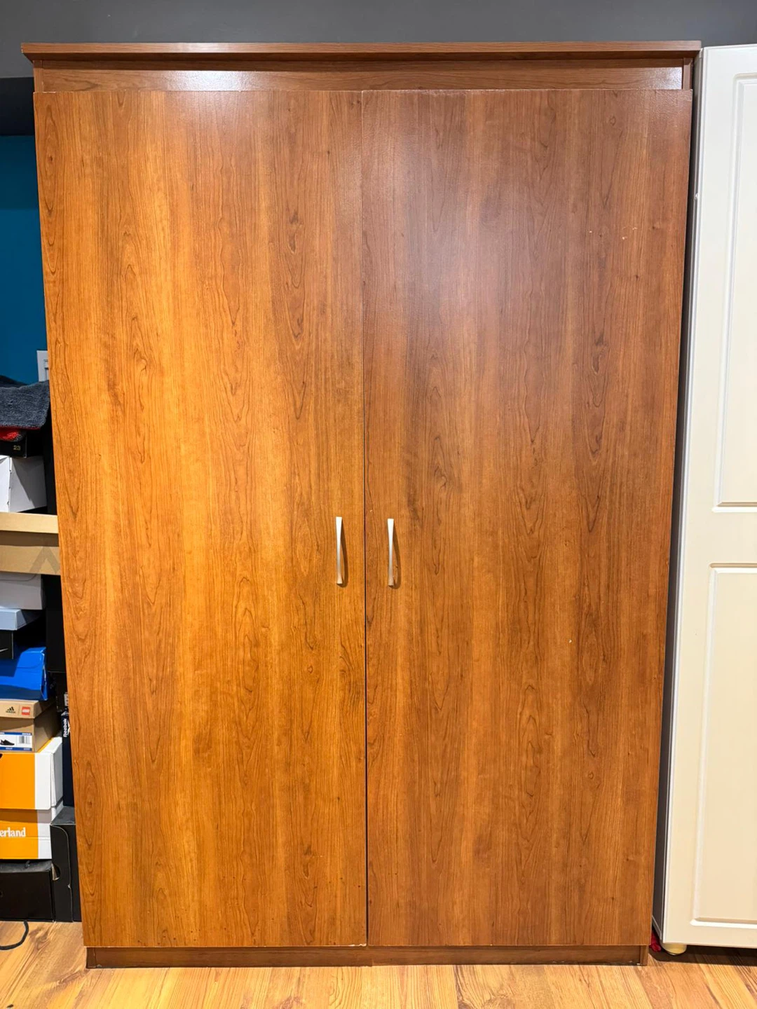 Sturdy Massive Wooden Wardrobe with Shelves - photo 2