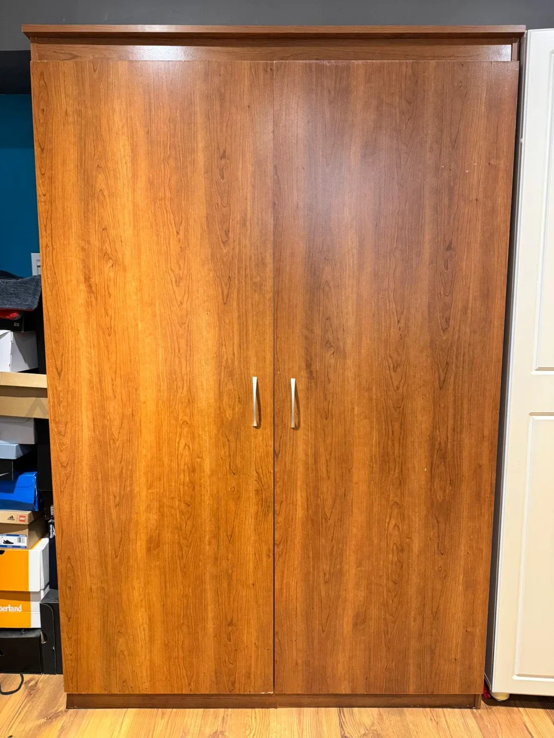 Sturdy Massive Wooden Wardrobe with Shelves