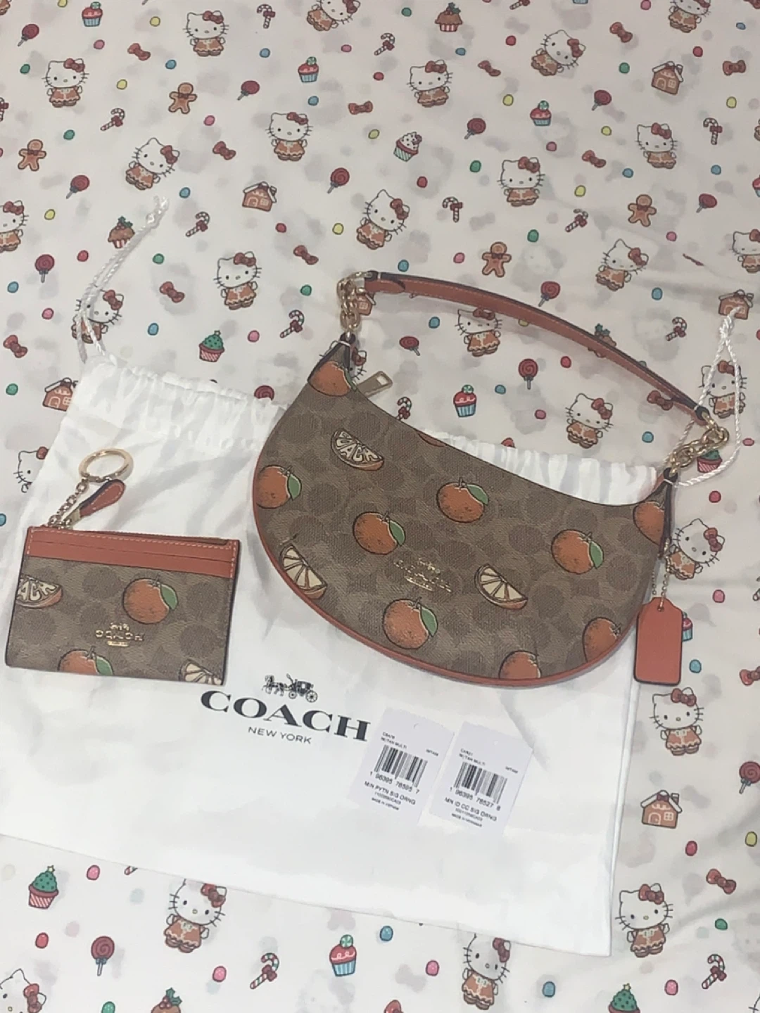 Coach Mini Peyton Signature Orange Purse & Card Holder - photo 2
