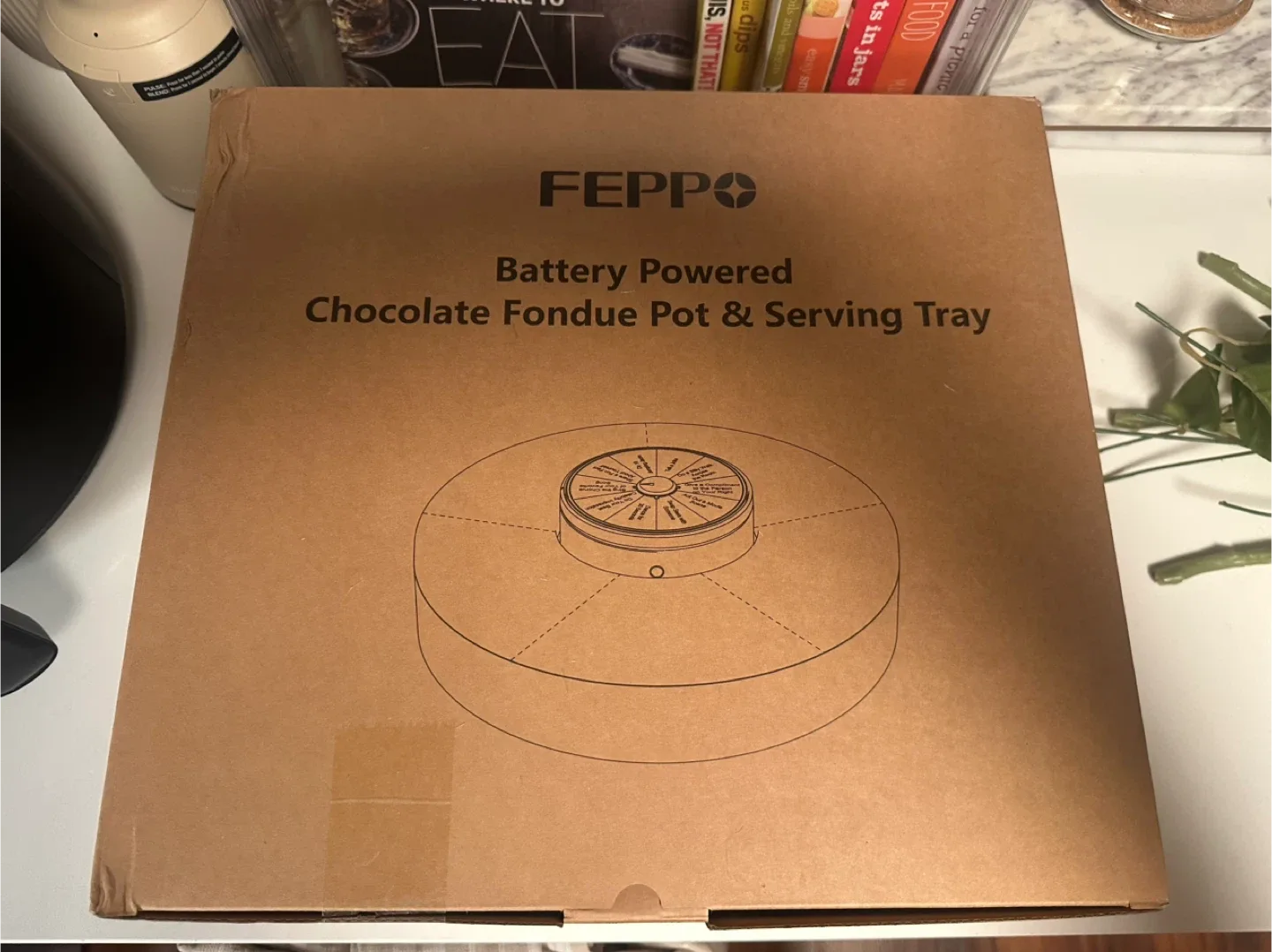 FEPPO Chocolate Fondue Pot & Serving Tray NEW/NEVER USED