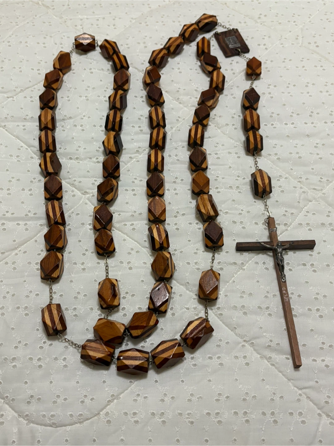 Vintage Wooden Rosary with Cross