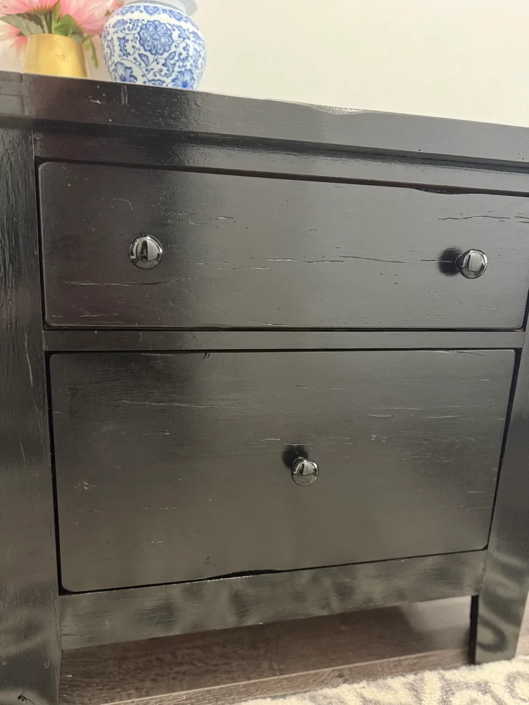 Black Wood Nightstand with 2 Drawers image indicator(5)