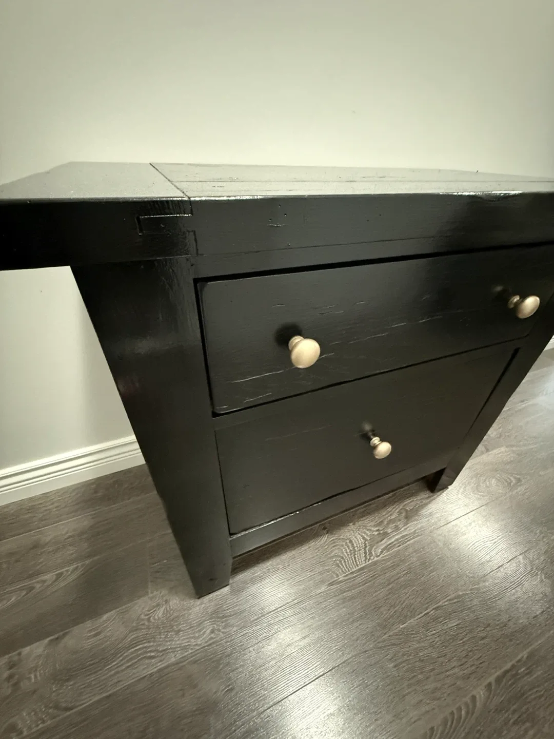 Black Wood Nightstand with 2 Drawers image indicator(3)