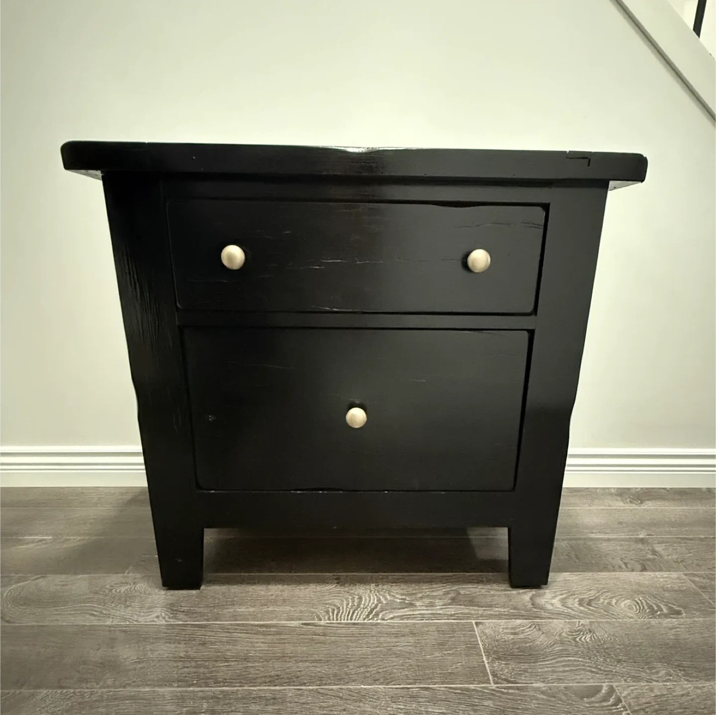 Black Wood Nightstand with 2 Drawers image indicator(2)