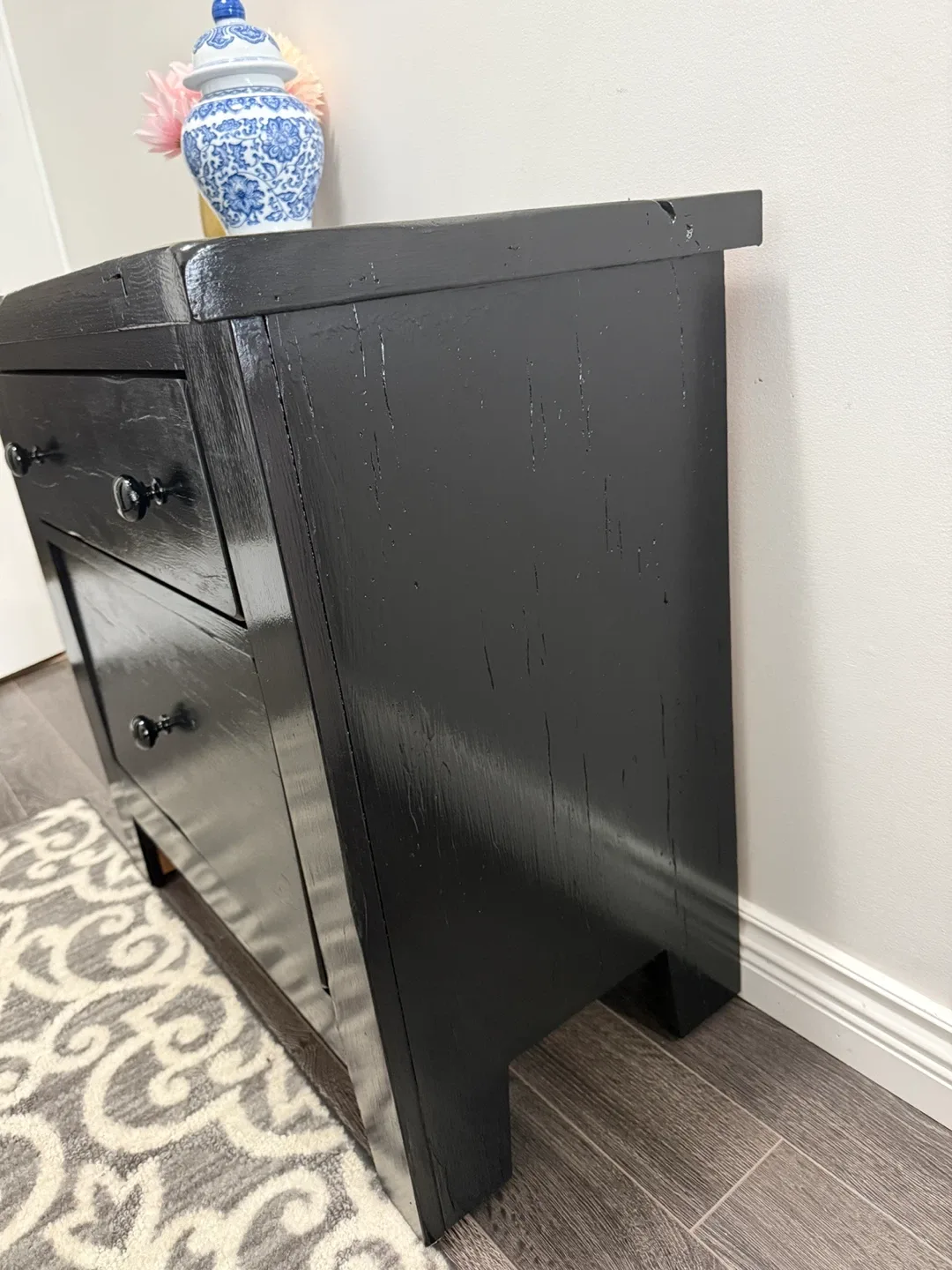 Black Wood Nightstand with 2 Drawers image indicator(8)