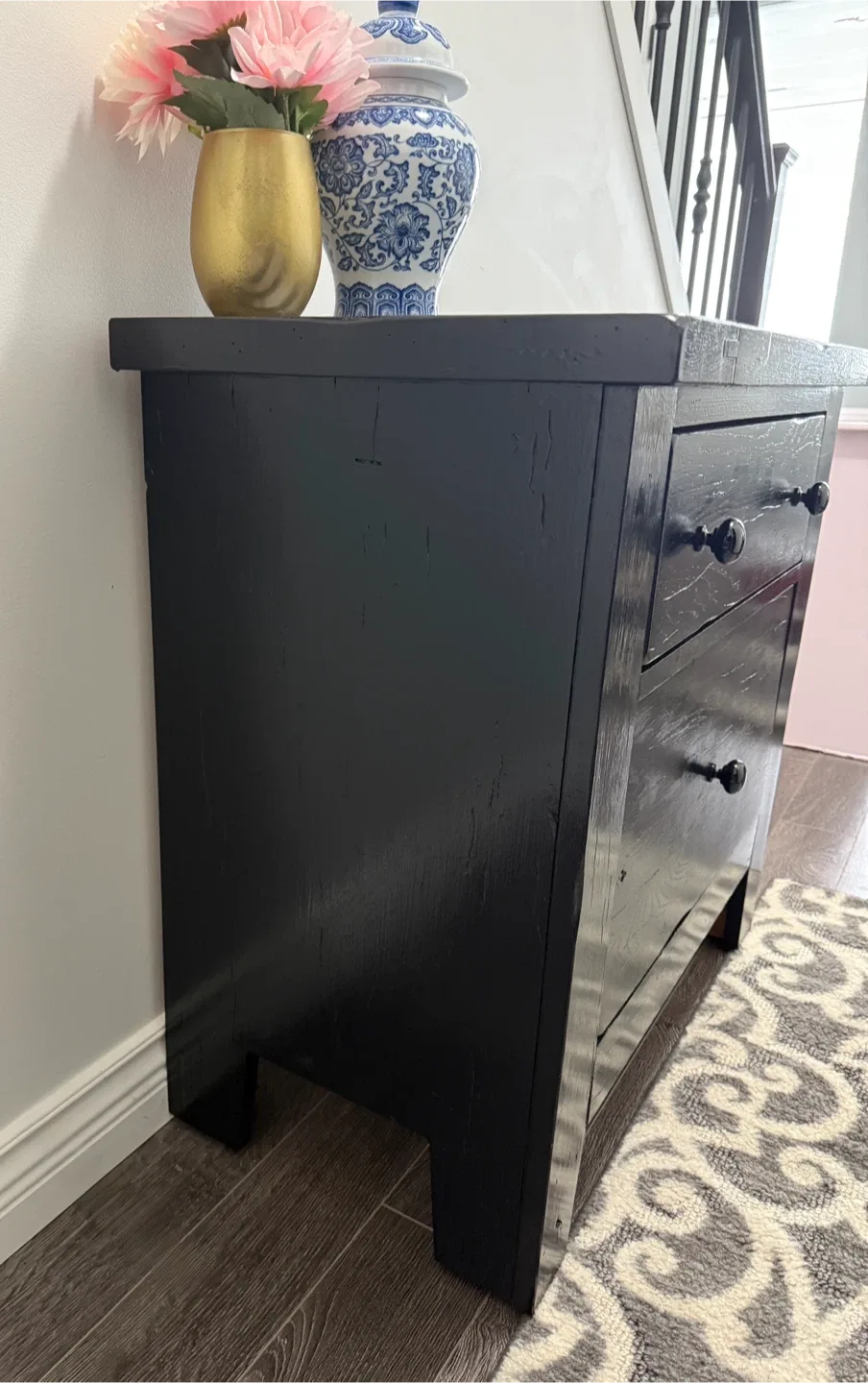 Black Wood Nightstand with 2 Drawers image indicator(7)