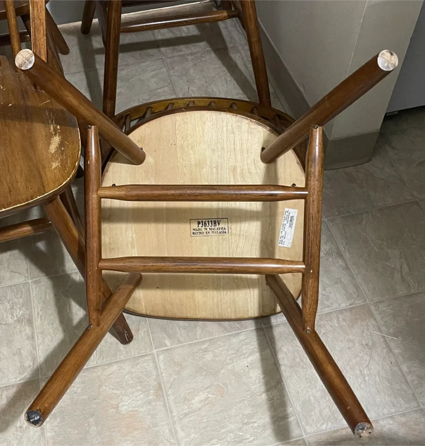 Set of 4 Sturdy Brown Wooden Dining Chairs image indicator(2)
