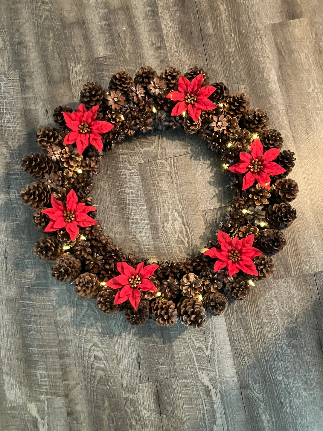 Pinecone & Poinsettia Christmas Wreath