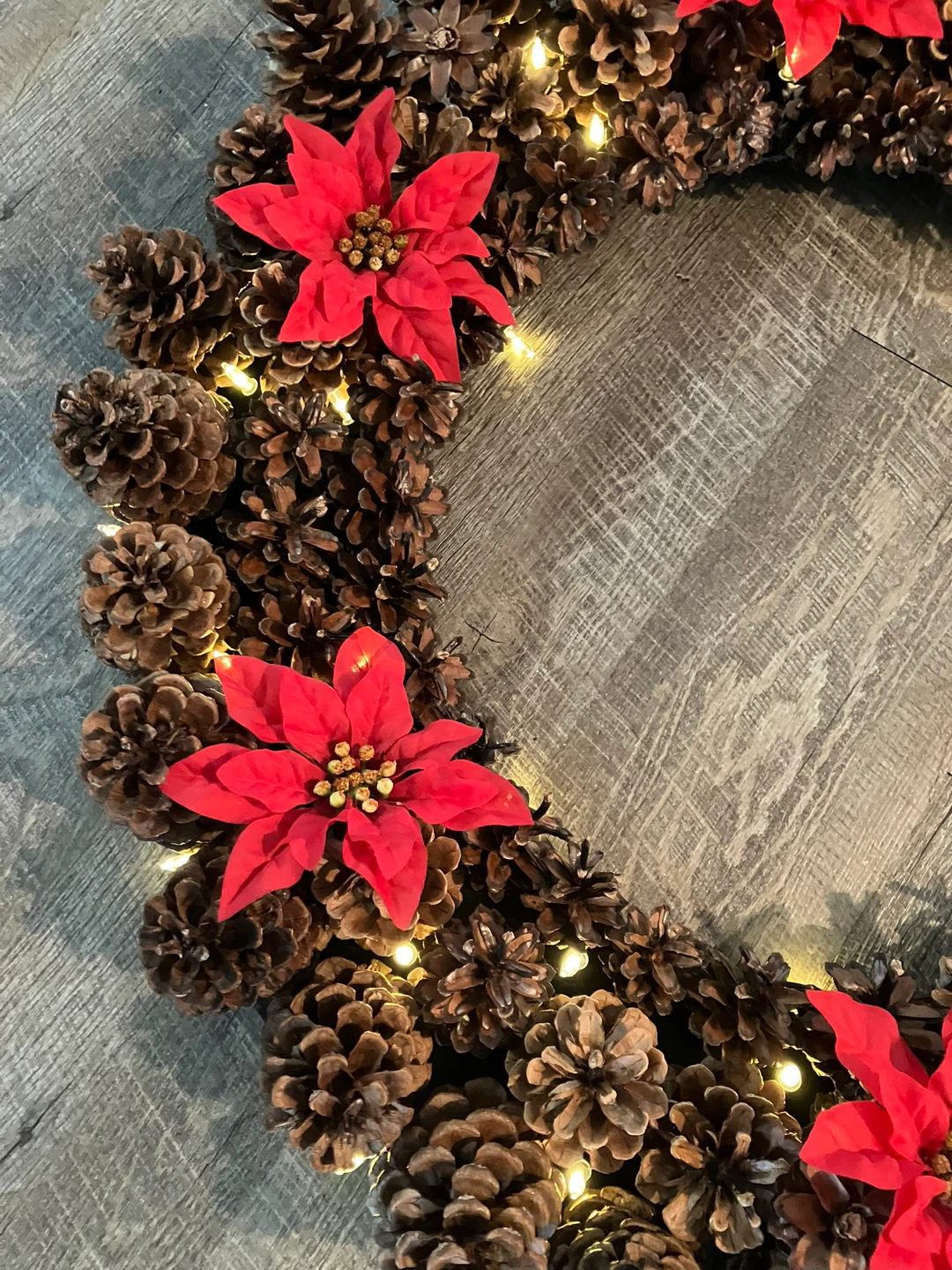 Pinecone & Poinsettia Christmas Wreath - photo 4