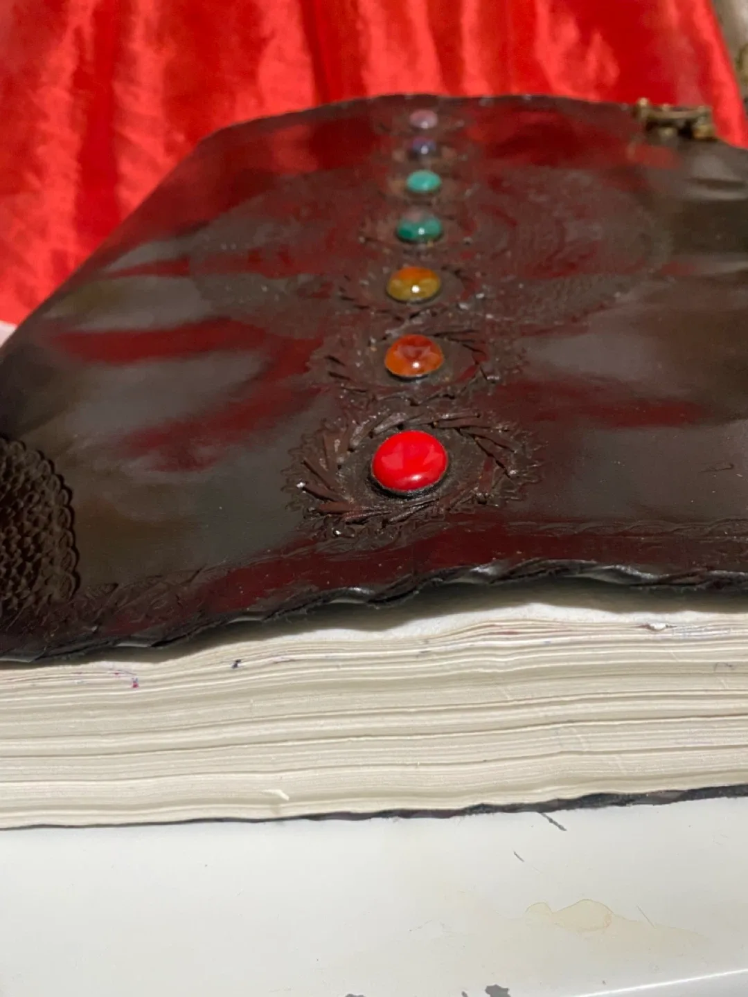 Leather Journal with Chakra Stones