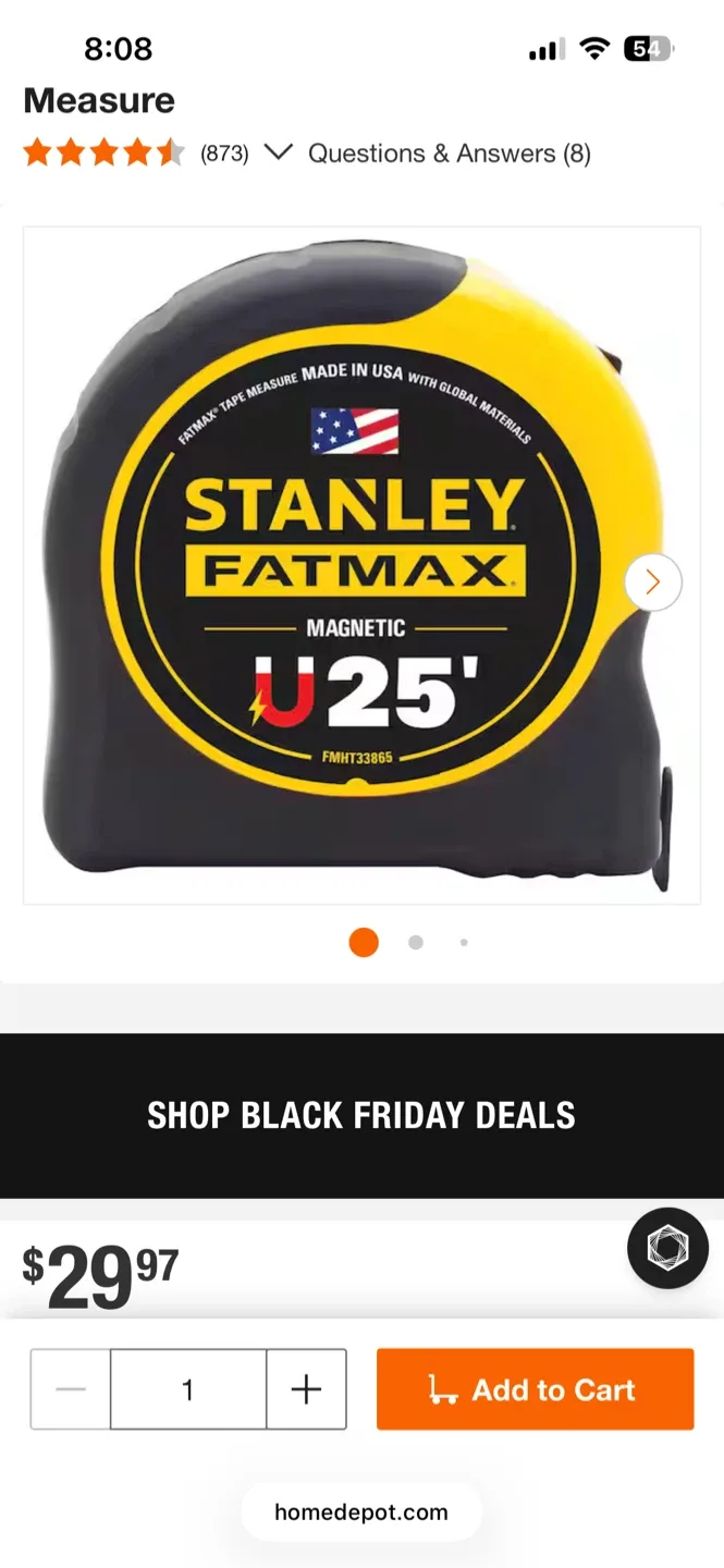 Stanley FATMAX 25' Tape Measure -New!