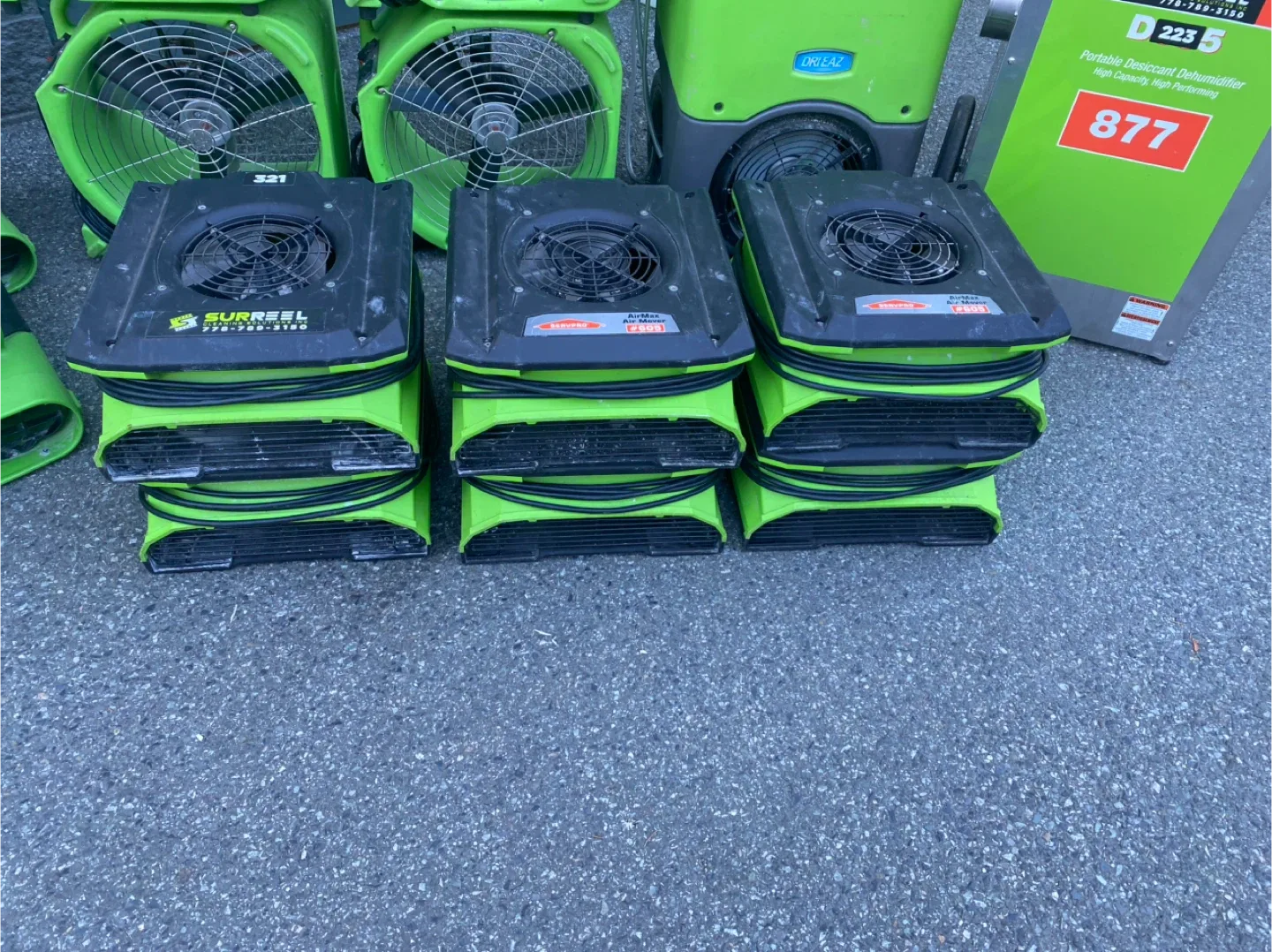 Restoration  equipment dehumidifiers and fans image indicator(4)