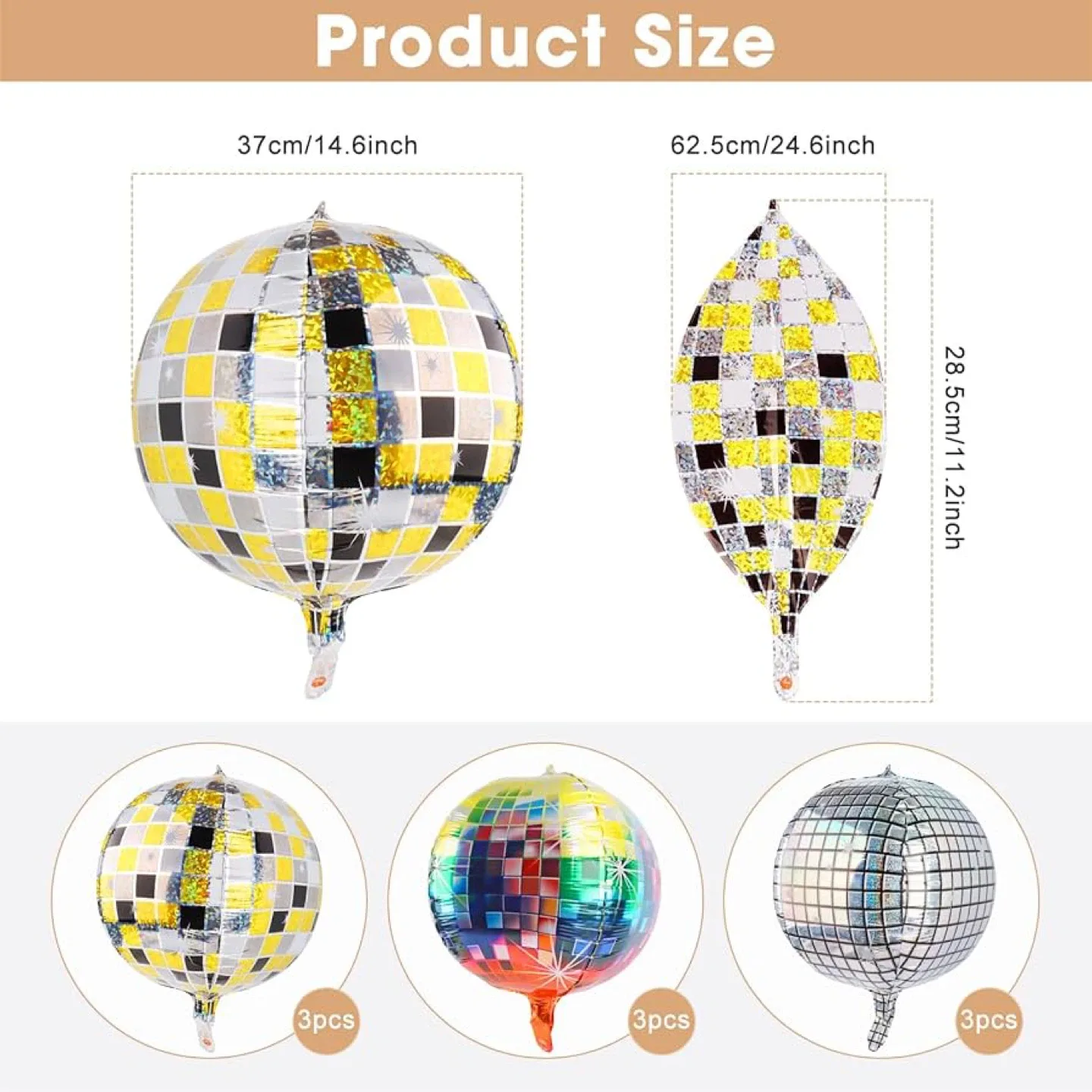 New Party Decoration Pack of 9 Disco Ball Balloons. image indicator(10)