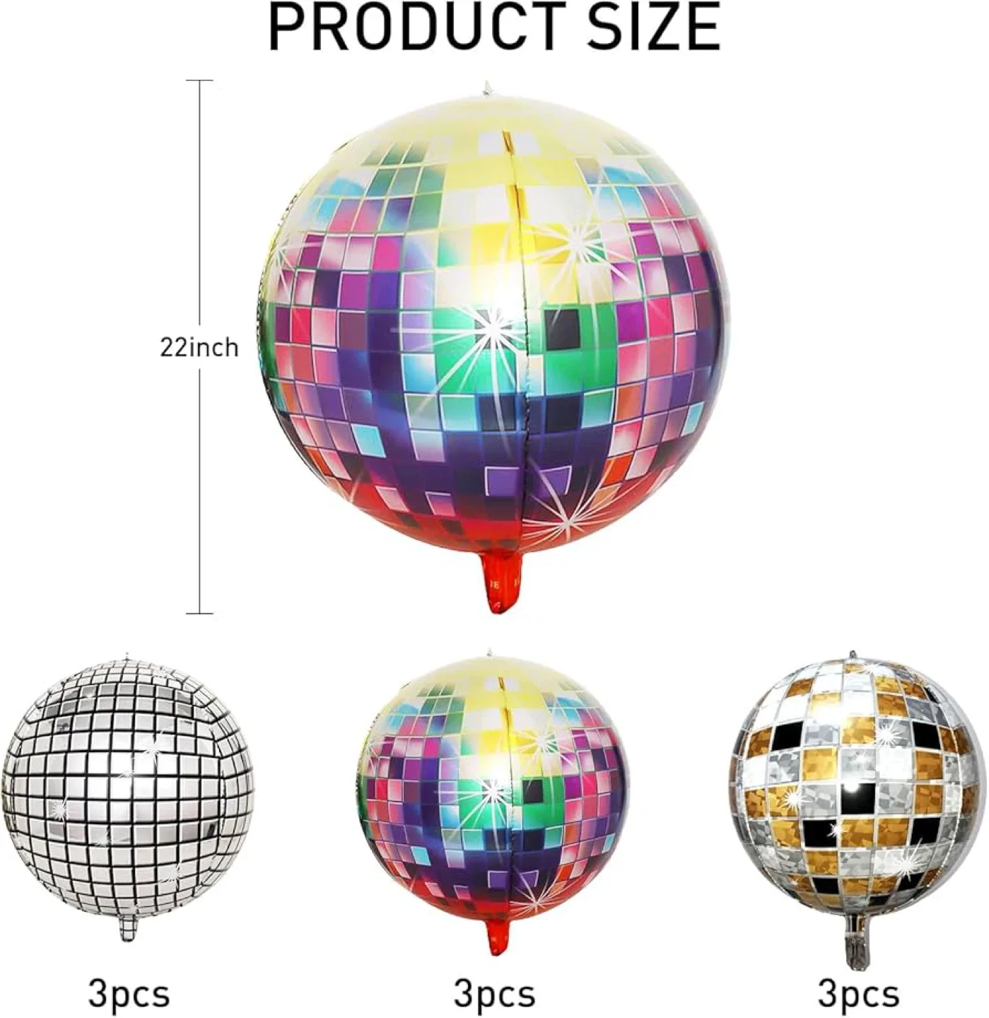 New Party Decoration Pack of 9 Disco Ball Balloons. image indicator(9)