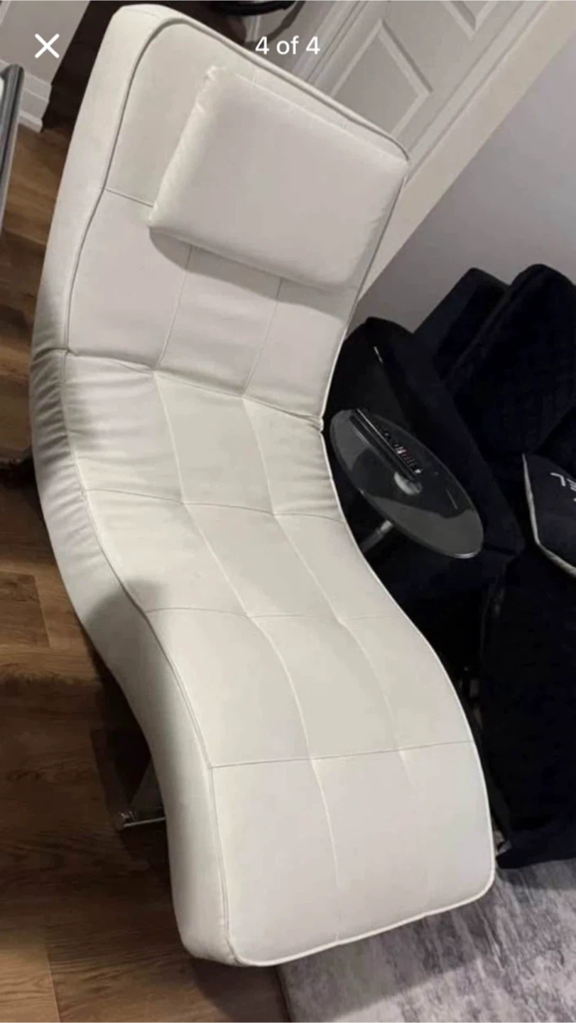 White Leather Rocking Recliner Lounge Chair