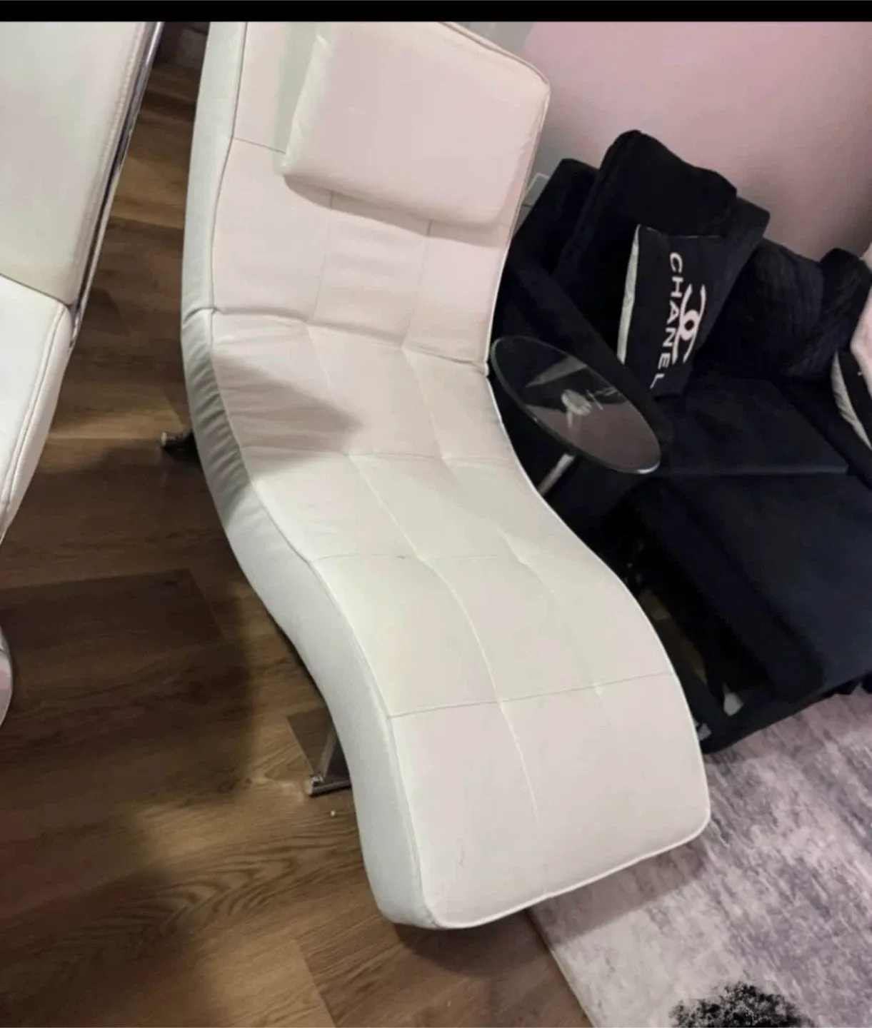 White Leather Rocking Recliner Lounge Chair image indicator(3)