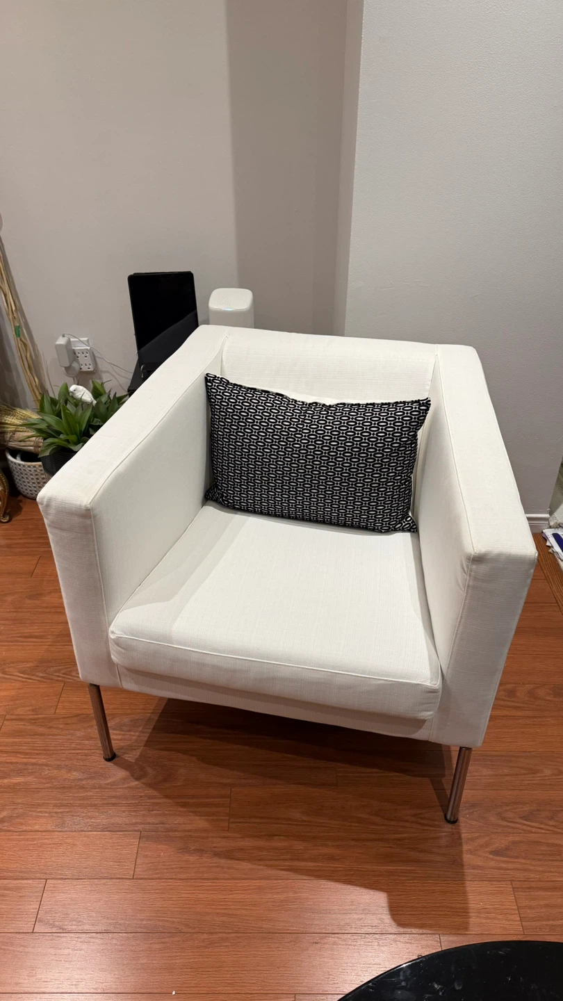 White Armchair with Metal Legs