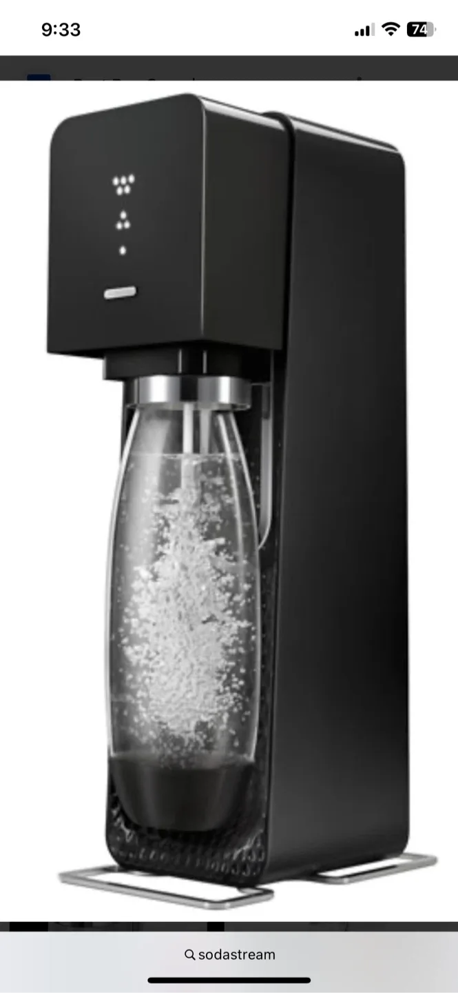 SodaStream - Black plus 3 empty canisters and a water bottle