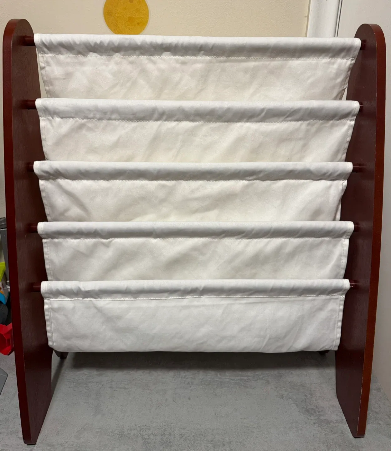 Kids 4 tier Sling Bookshelf - Wood & Canvas