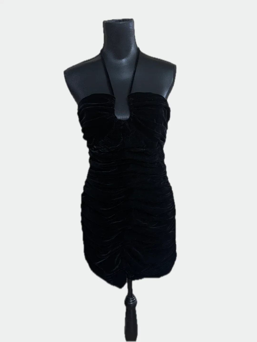 Black Velvet Halter Mini Dress