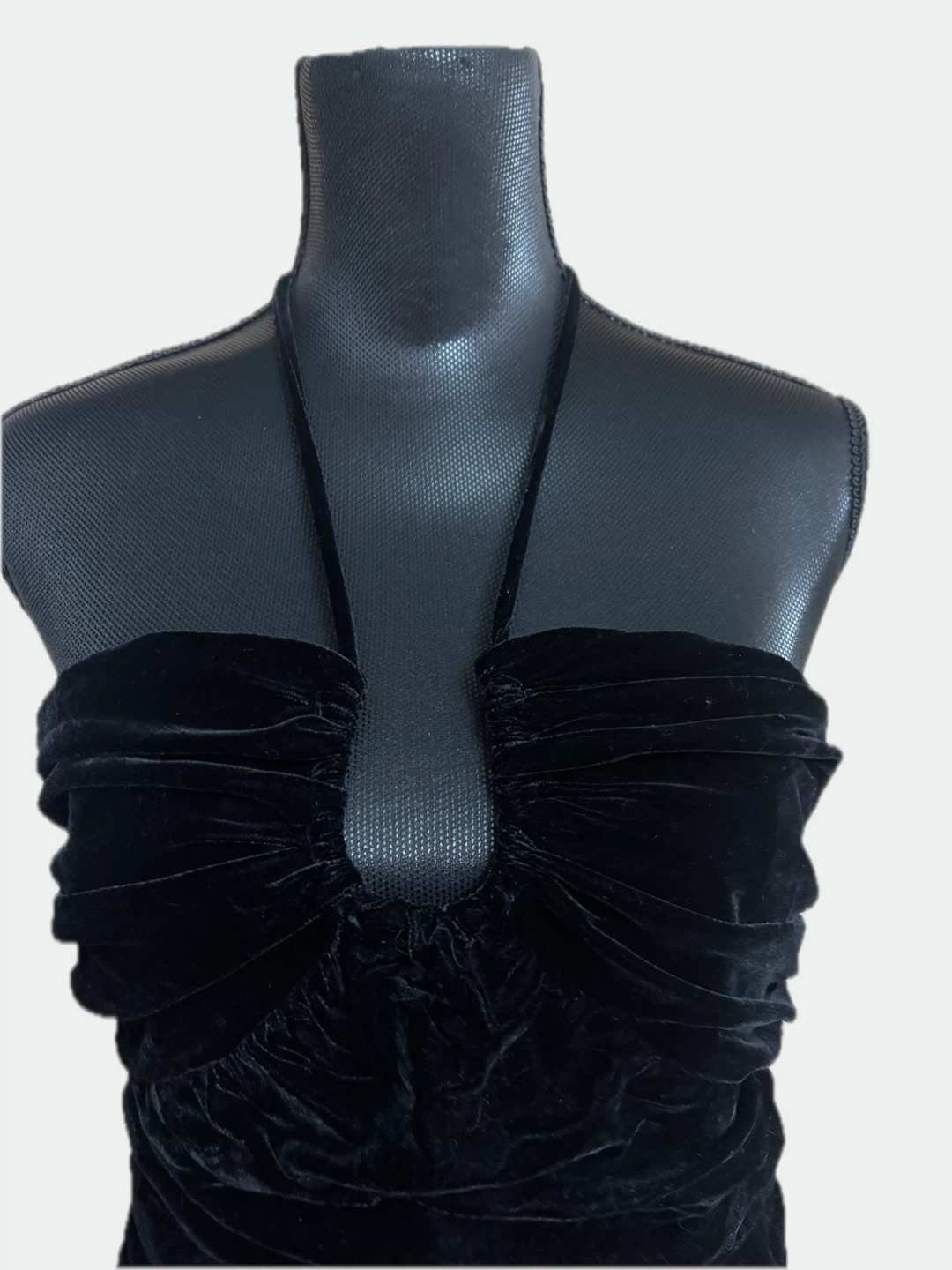 Black Velvet Halter Mini Dress - photo 2