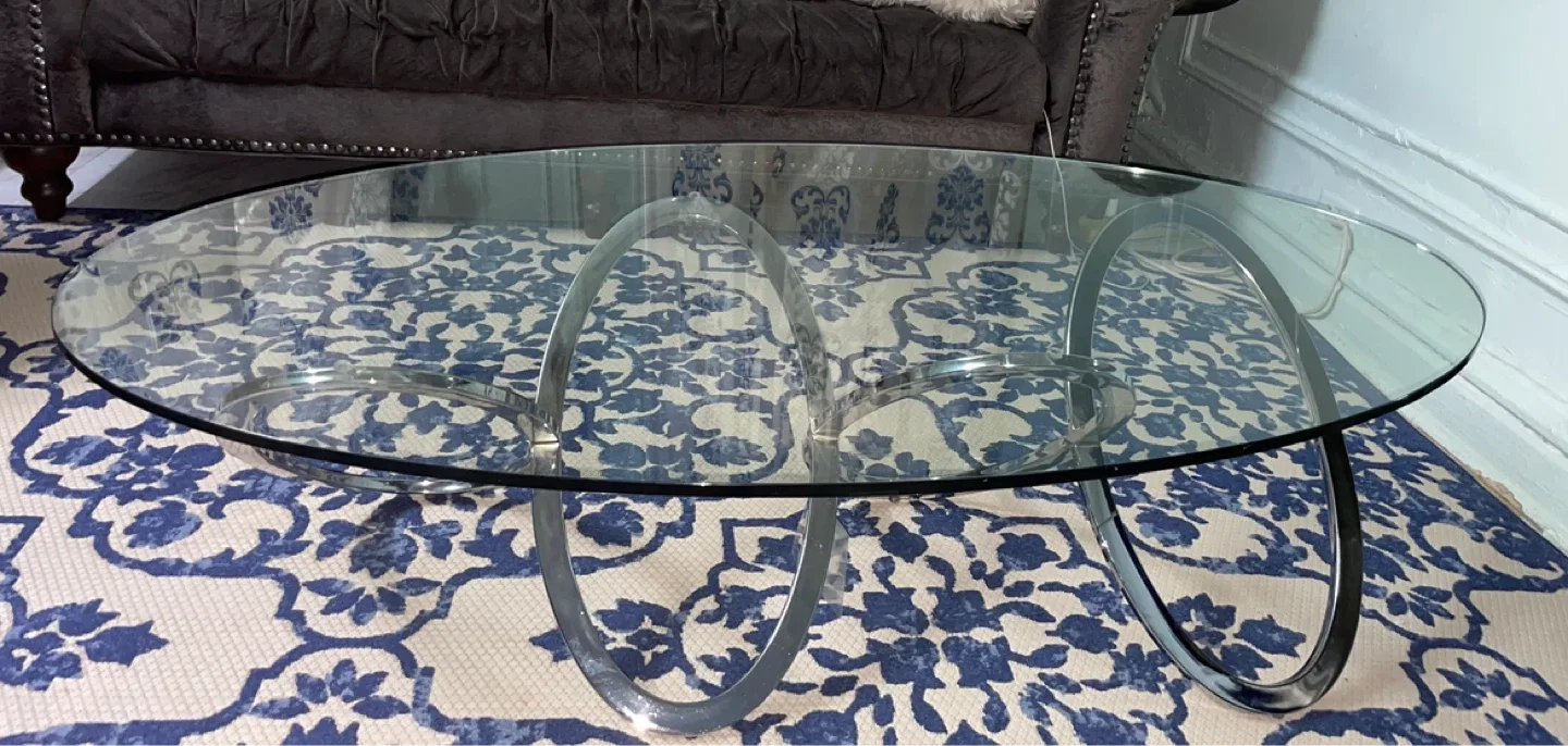 Glass Coffee Table with Chrome Base