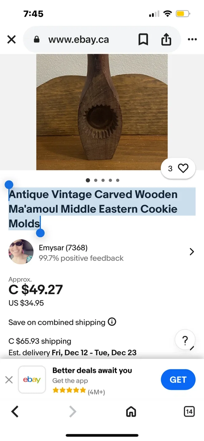 Antique Carved Wooden Ma'amoul Middle Eastern Cookie Molds image indicator(6)