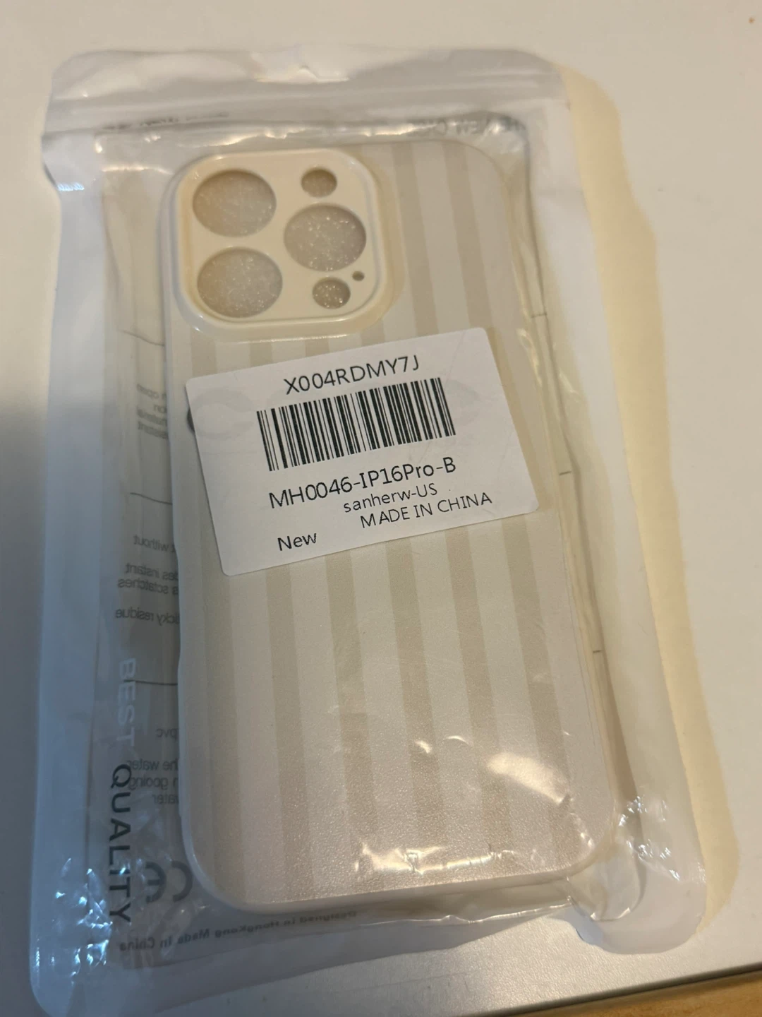 New iPhone 16 Pro Case - Beige Striped - photo 3