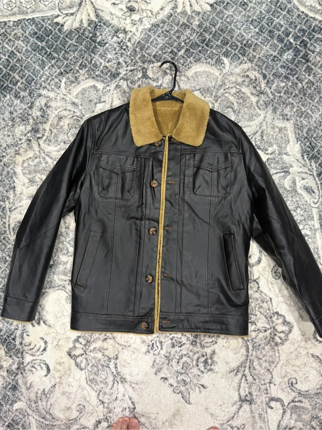 Age of Rock Black Leather Jacket - Size L