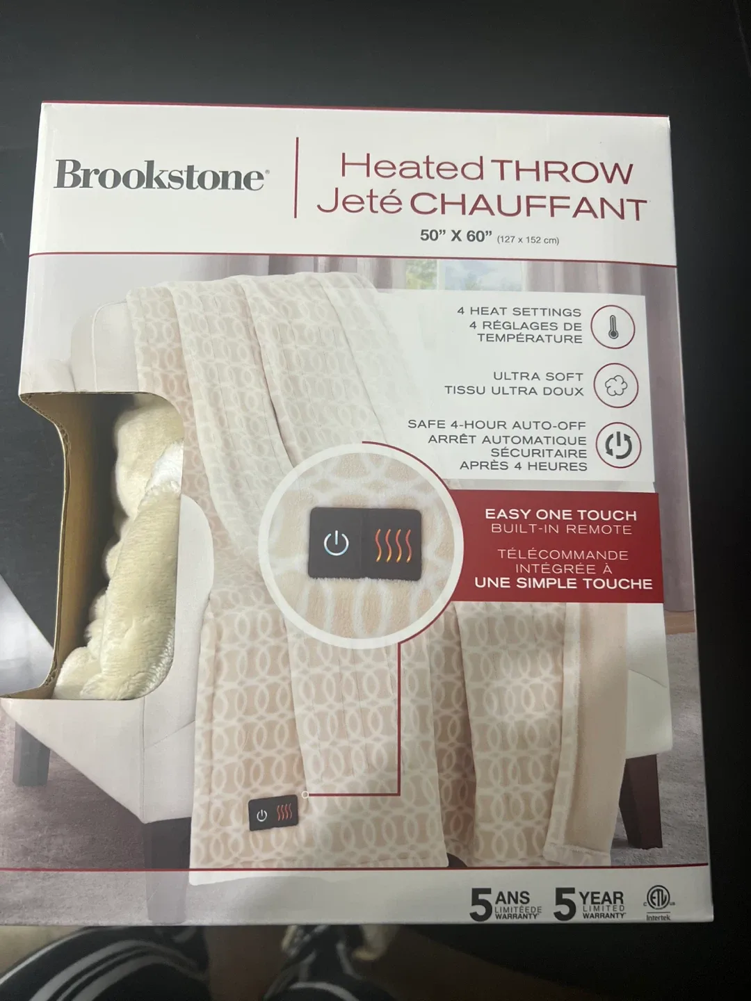 Brookstone Heated Throw - 50" x 60"