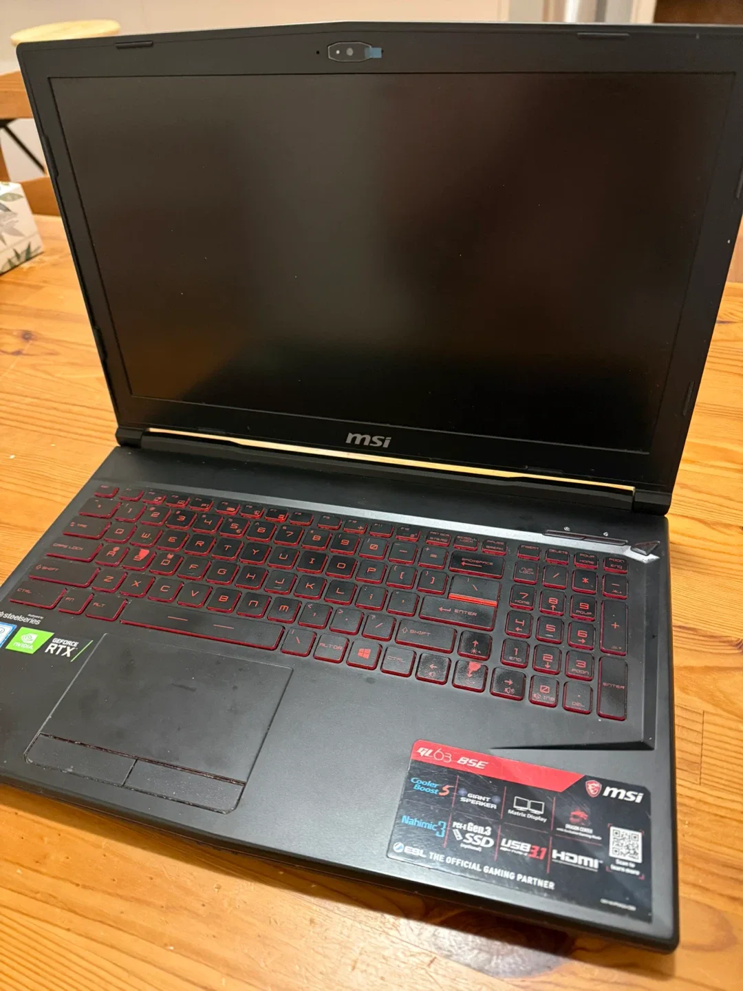 MSI GL63 8SE Gaming Laptop - i7, 16GB RAM, 1TB Storage