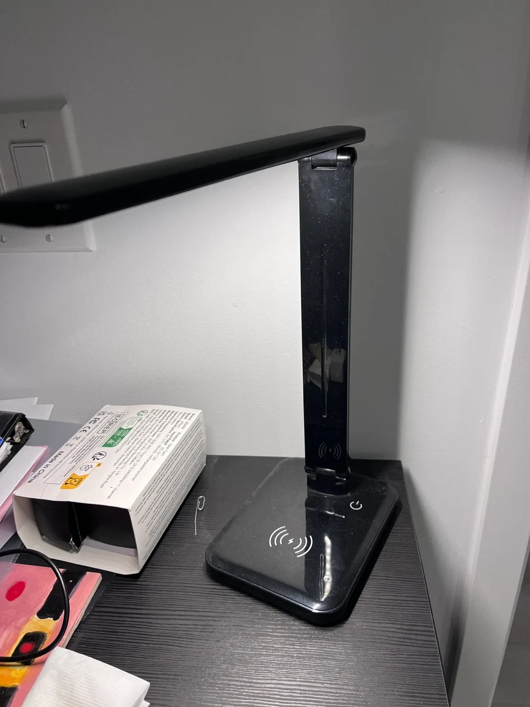 Black LED Desk Lamp with Wireless Charger image indicator(3)