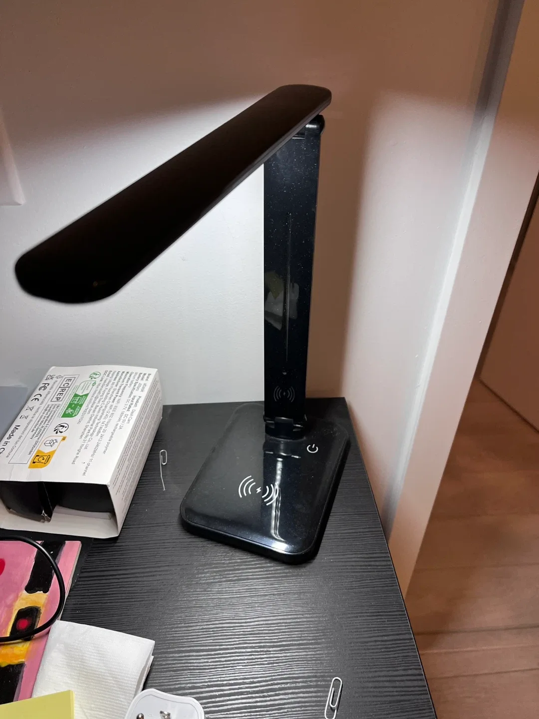 Black LED Desk Lamp with Wireless Charger