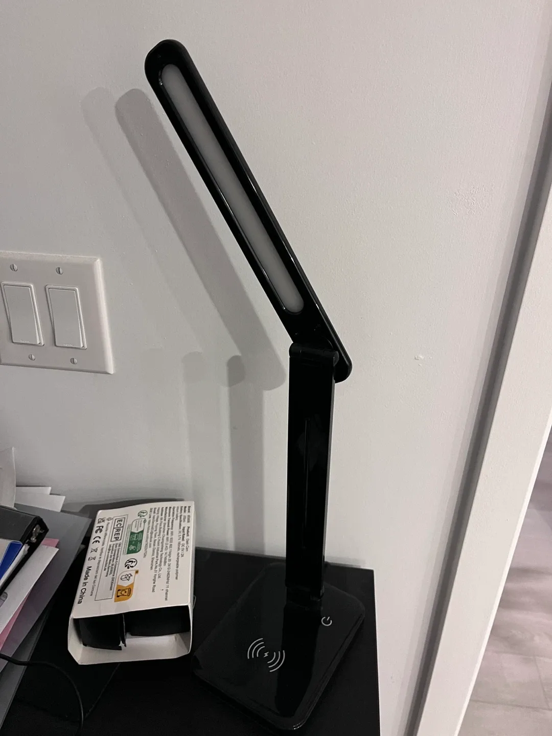 Black LED Desk Lamp with Wireless Charger image indicator(4)