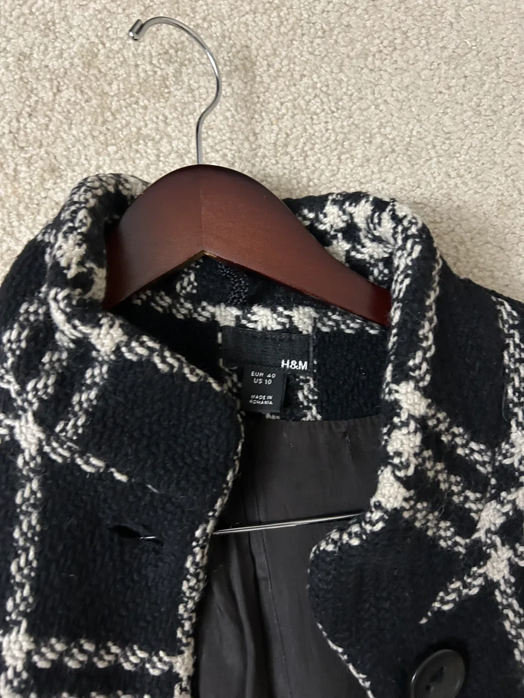 H&M Plaid Wool Blend Coat - Size US 10 image indicator(2)