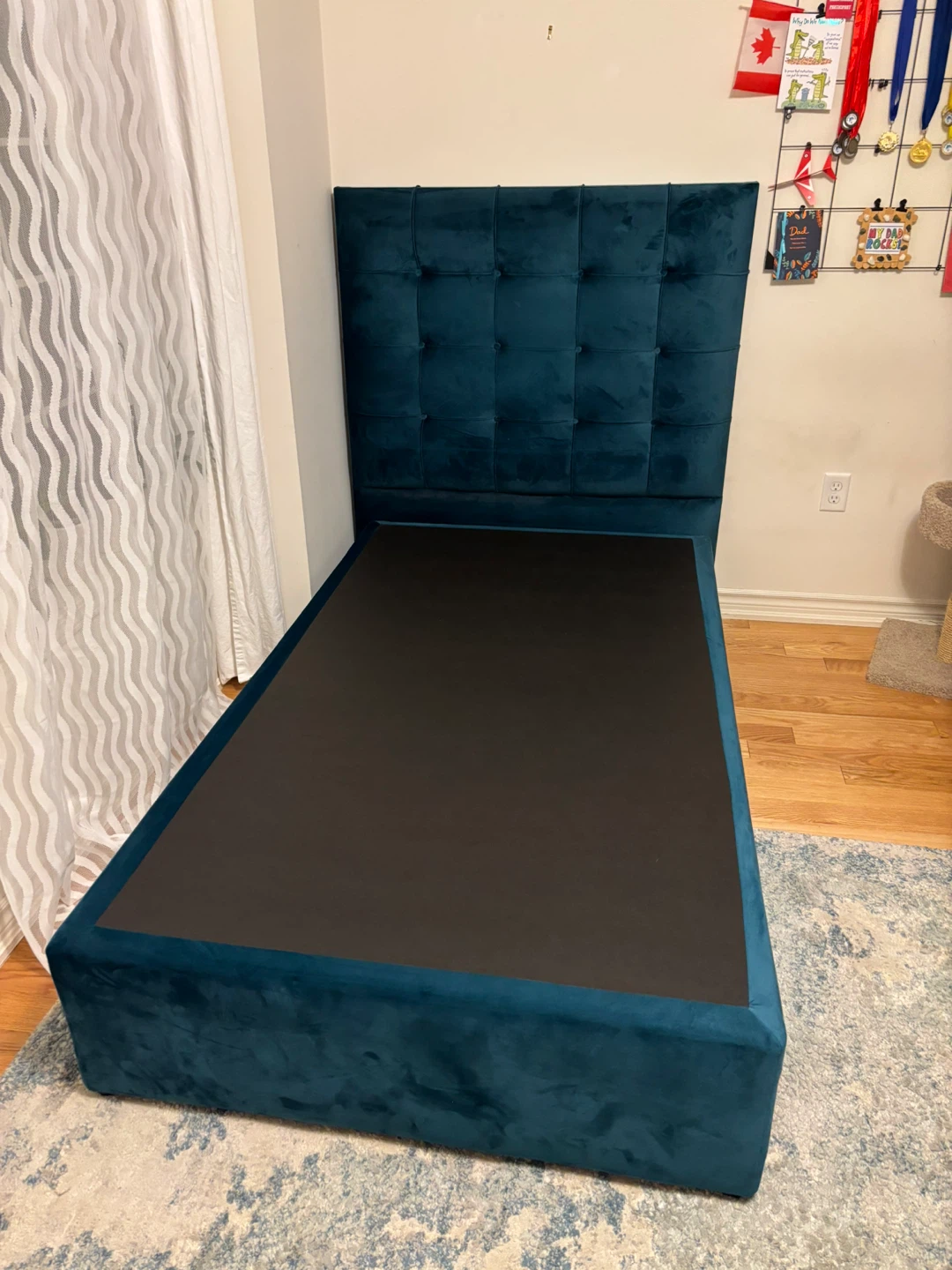 Teal Velvet Single Bed Frame