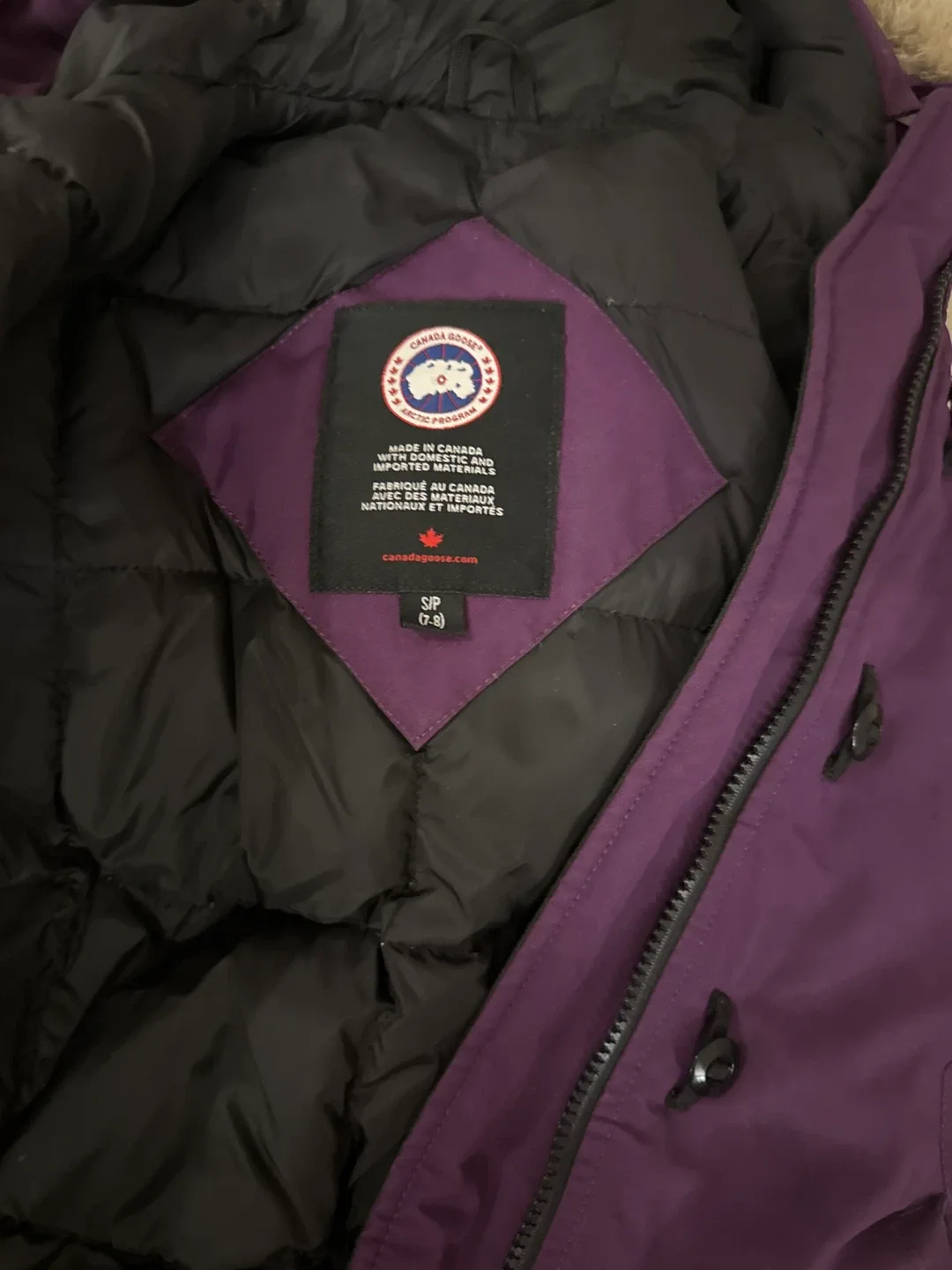 Canada Goose Kids Parka - Size S (7-8) Purple