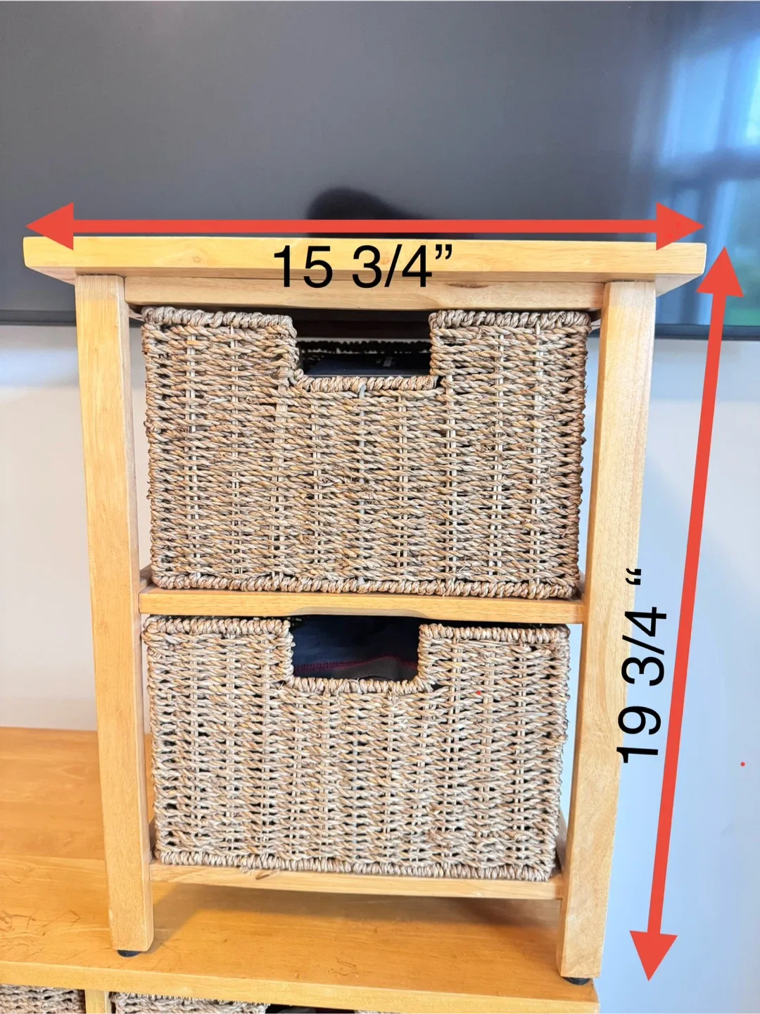 Wooden Side Table with Wicker Baskets image indicator(4)