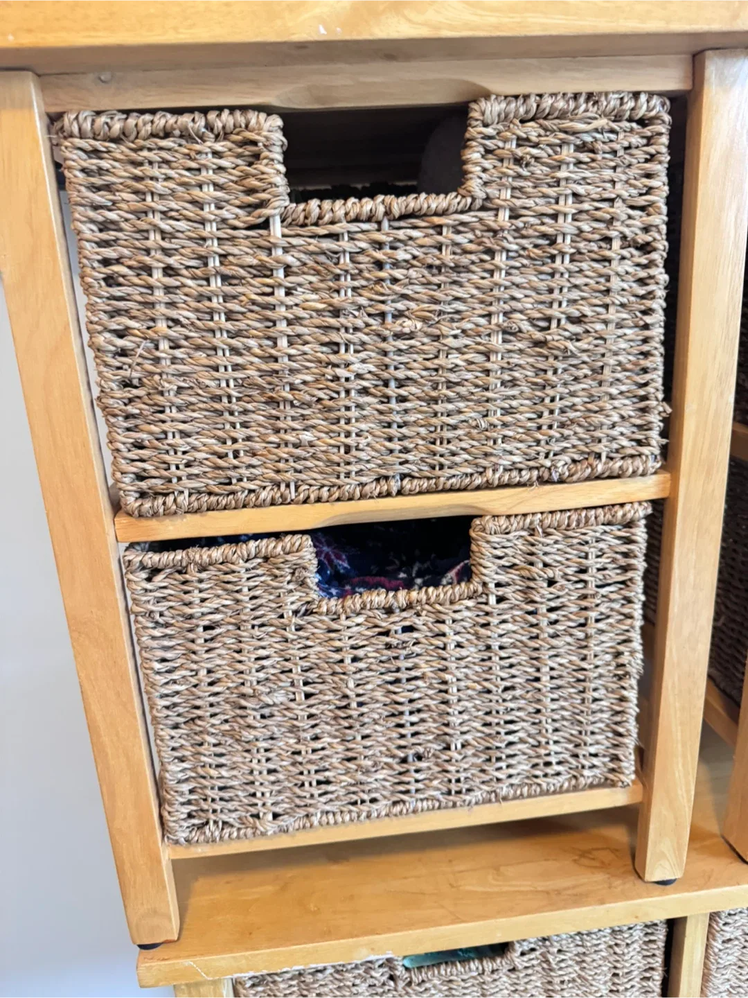 Wooden Side Table with Wicker Baskets image indicator(2)