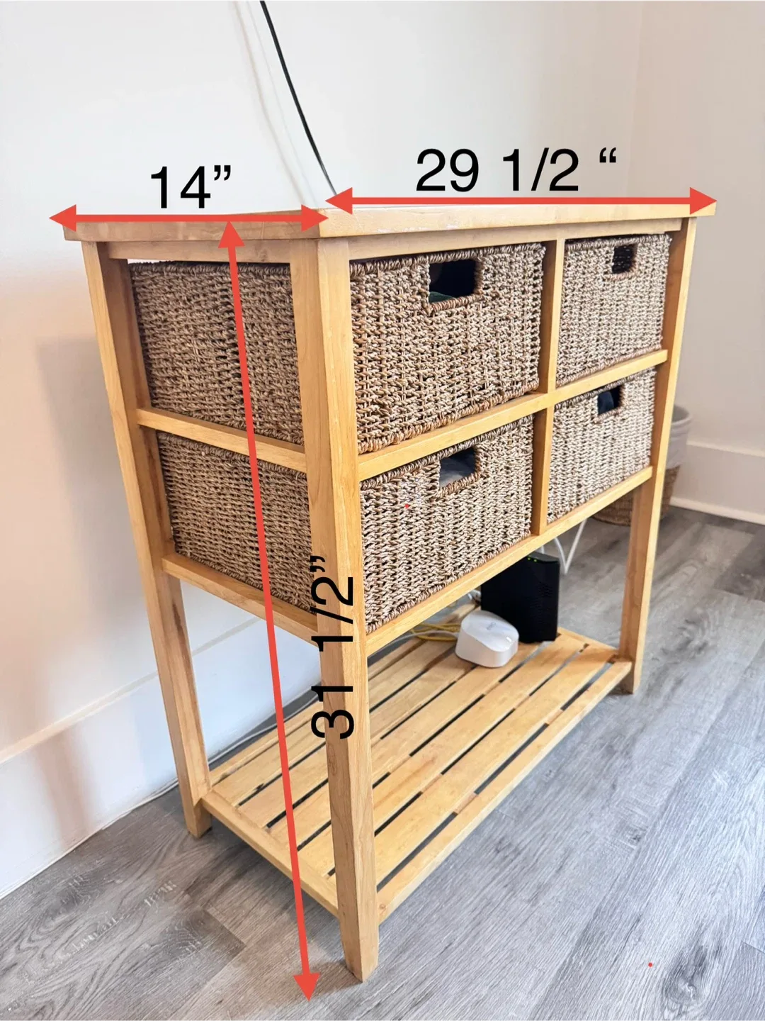 Wooden Side Table with Wicker Baskets image indicator(8)