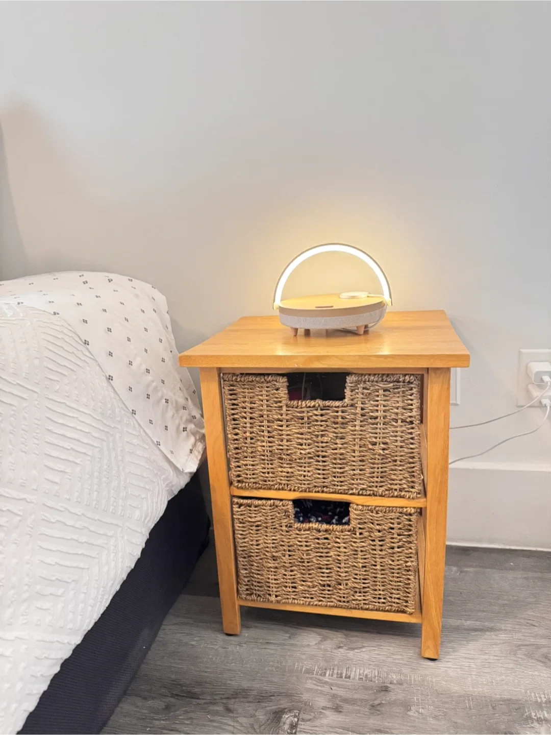 Wooden Side Table with Wicker Baskets image indicator(9)