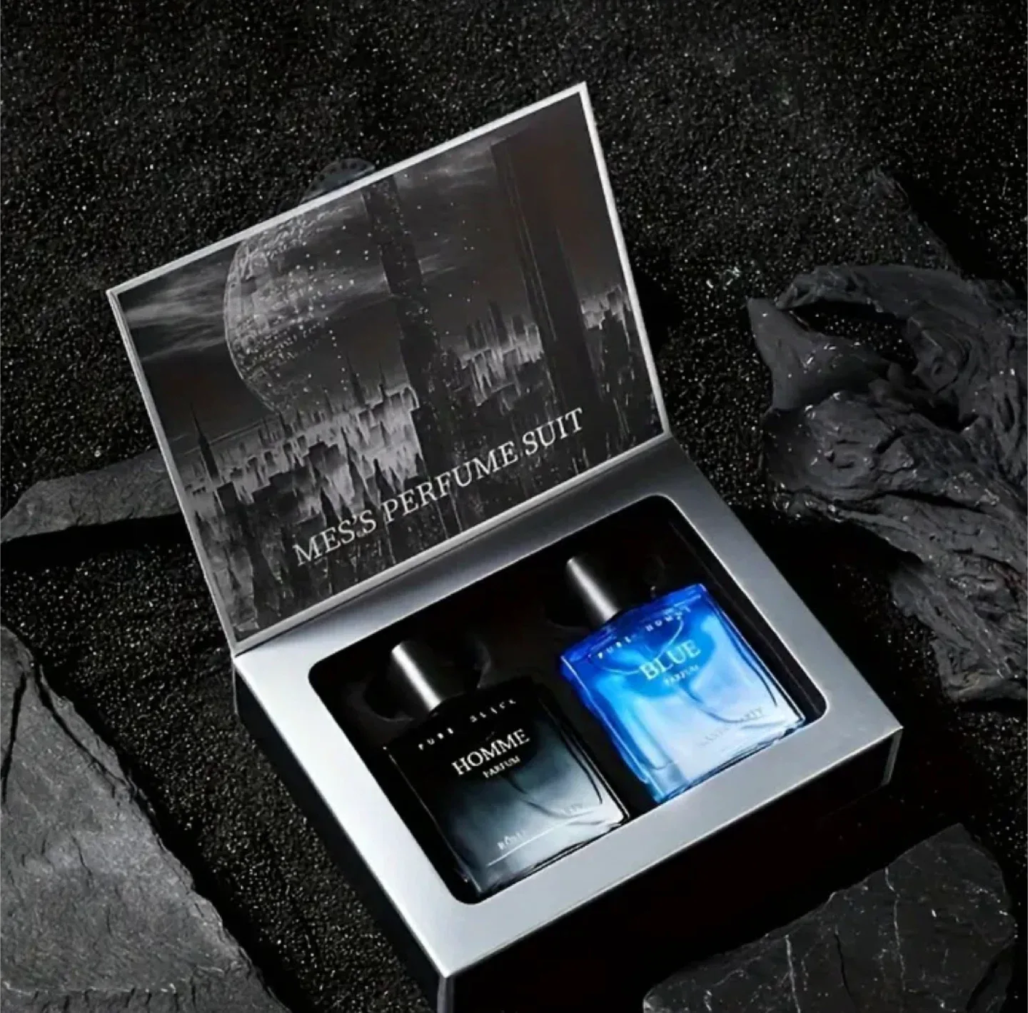 READ DESC Men’s Pure Black Homme & Blue Parfum Set FREE SHIPPING