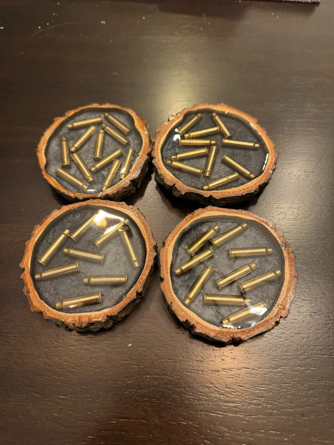 4 Bullet casing coasters