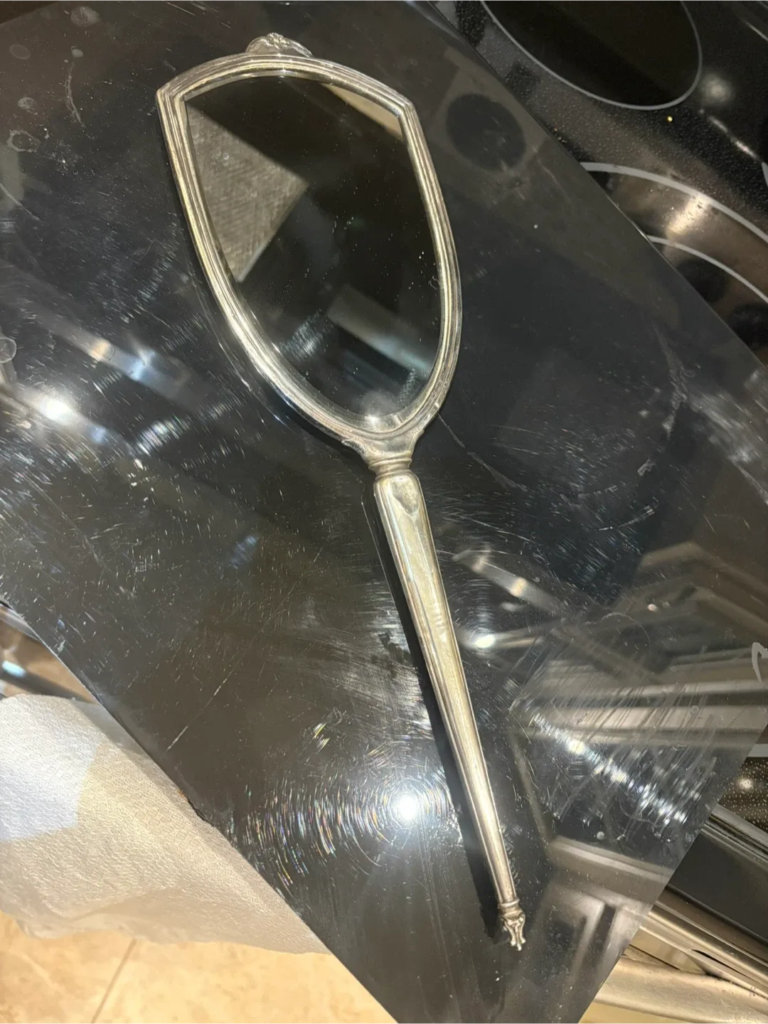 Vintage Sterling Silver Hand Mirror image indicator(5)