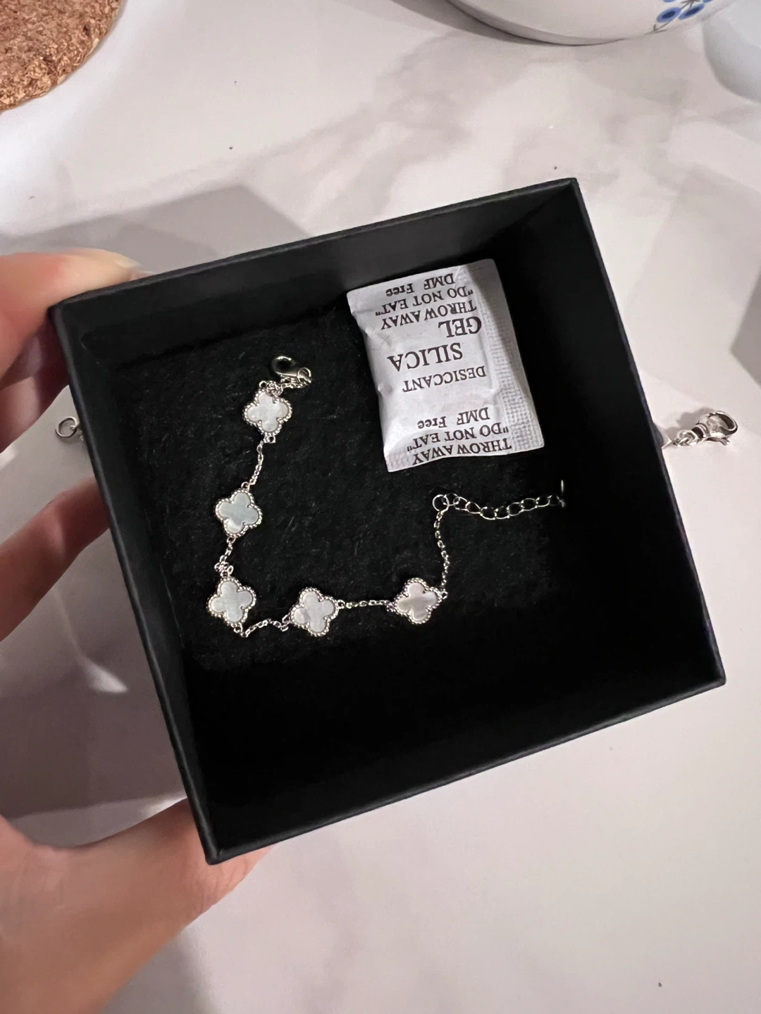 White Silver 925 VCA Inspired Clover Motif Bracelet NEW