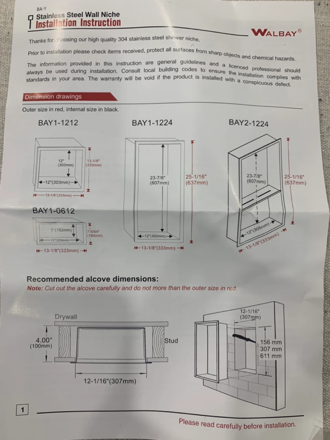 Walbay Stainless Steel Shower Niche - New in Box! - photo 2