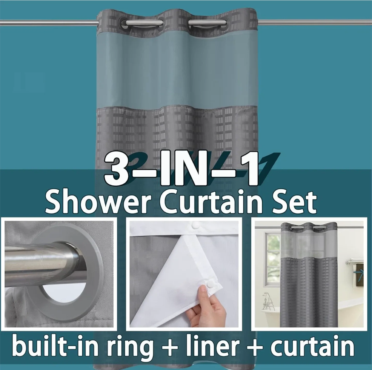 Shower Curtain- Grey image indicator(4)