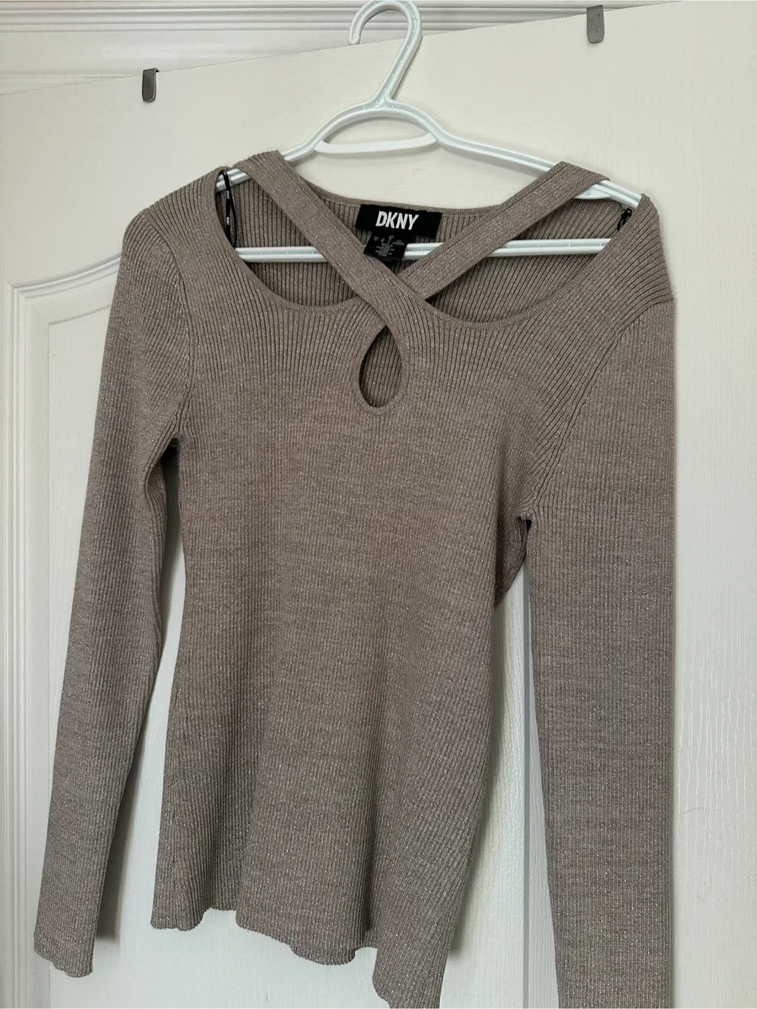 DKNY Beige Long Sleeve Top