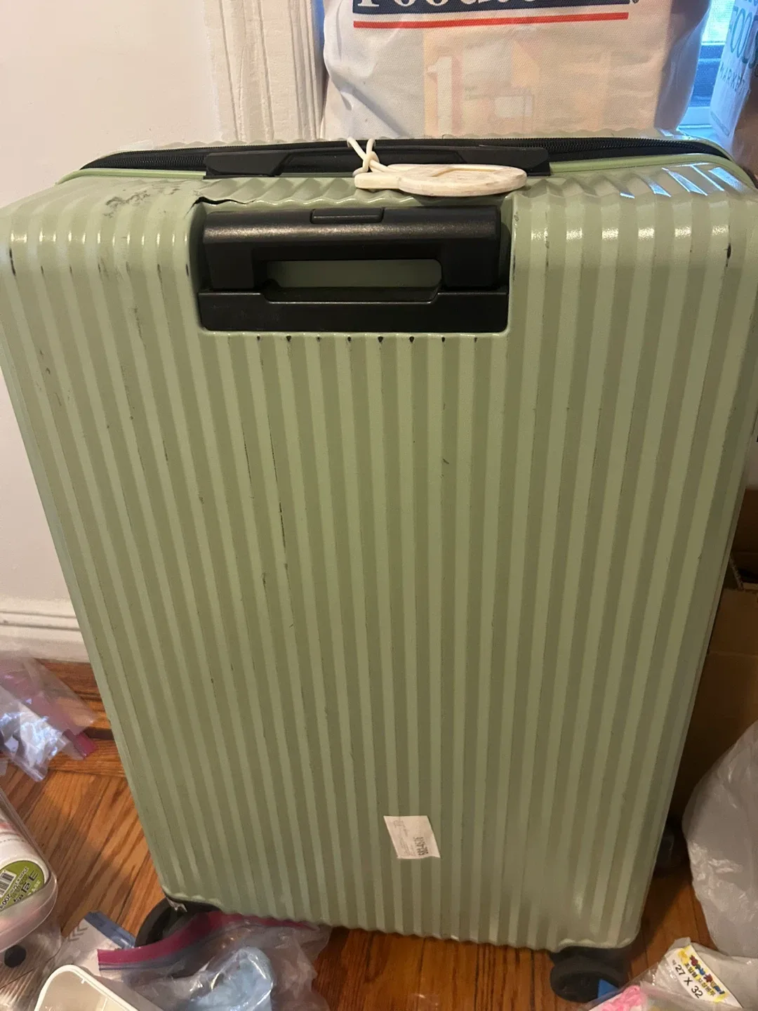 Light Green Suitcase Luggage - Damaged Zipper