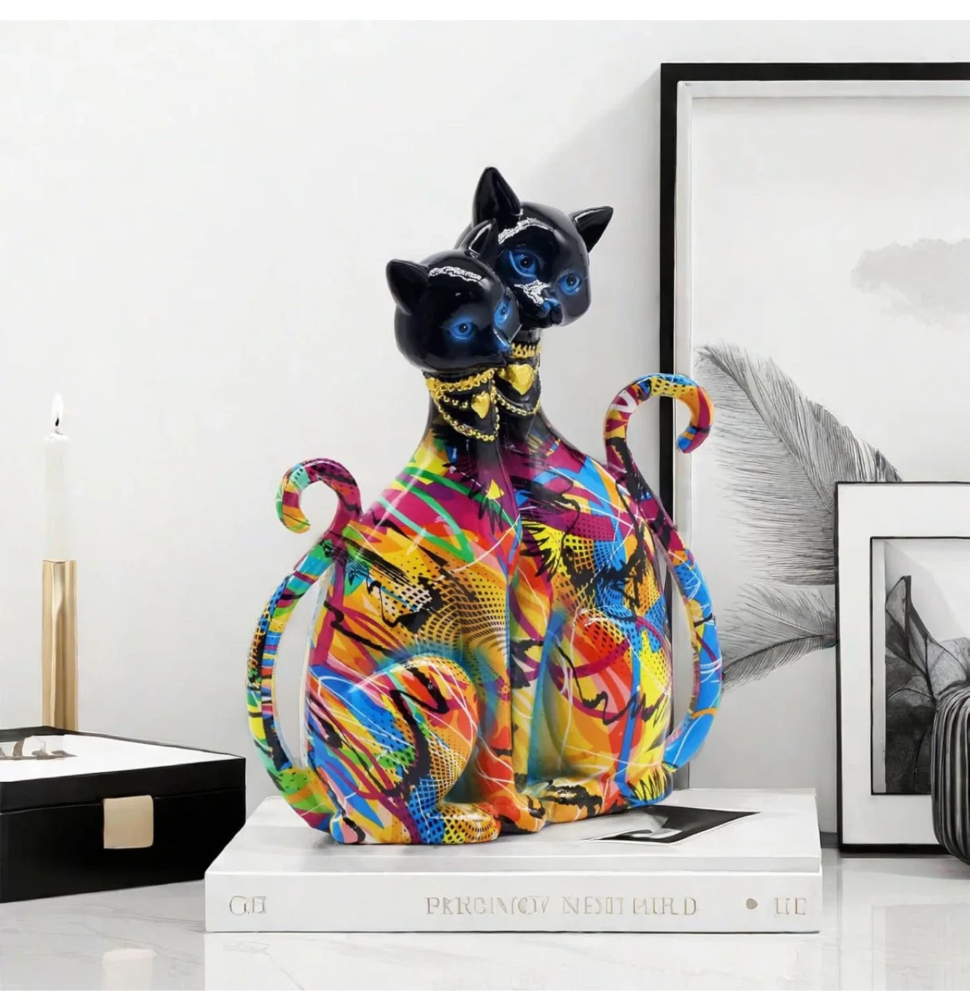 Graffiti Egyptian Cat Sculpture - Multi B